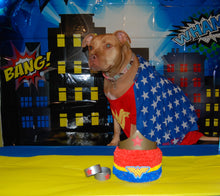 Load image into Gallery viewer, Honey with her super hero cake
