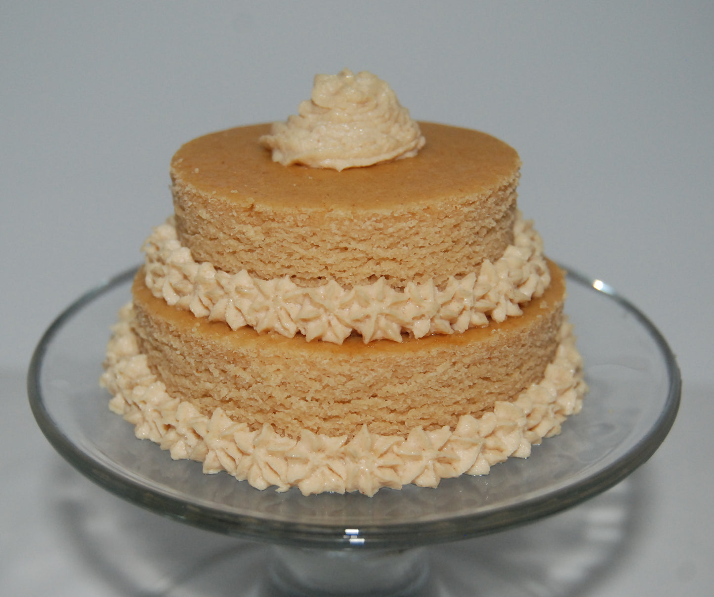 Naked cake made with peanut butter.