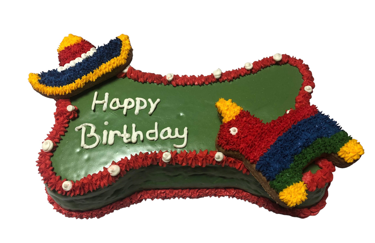This specialty fiesta cake can be made into any theme, to add a bit of flair to your pups next pawty!